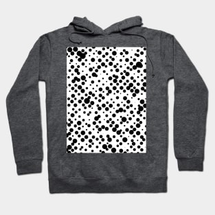 Black, chaotic dots, circles on white background Hoodie